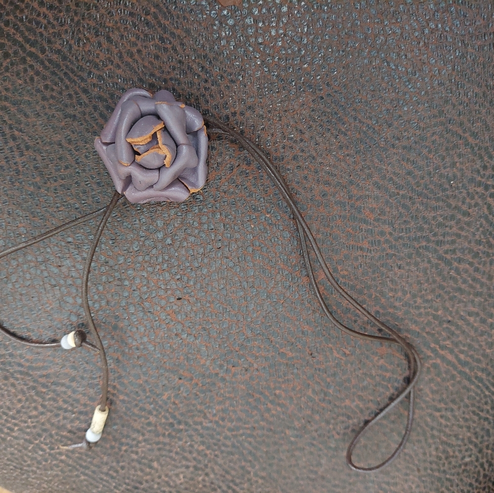 purple leather Italian made necklace